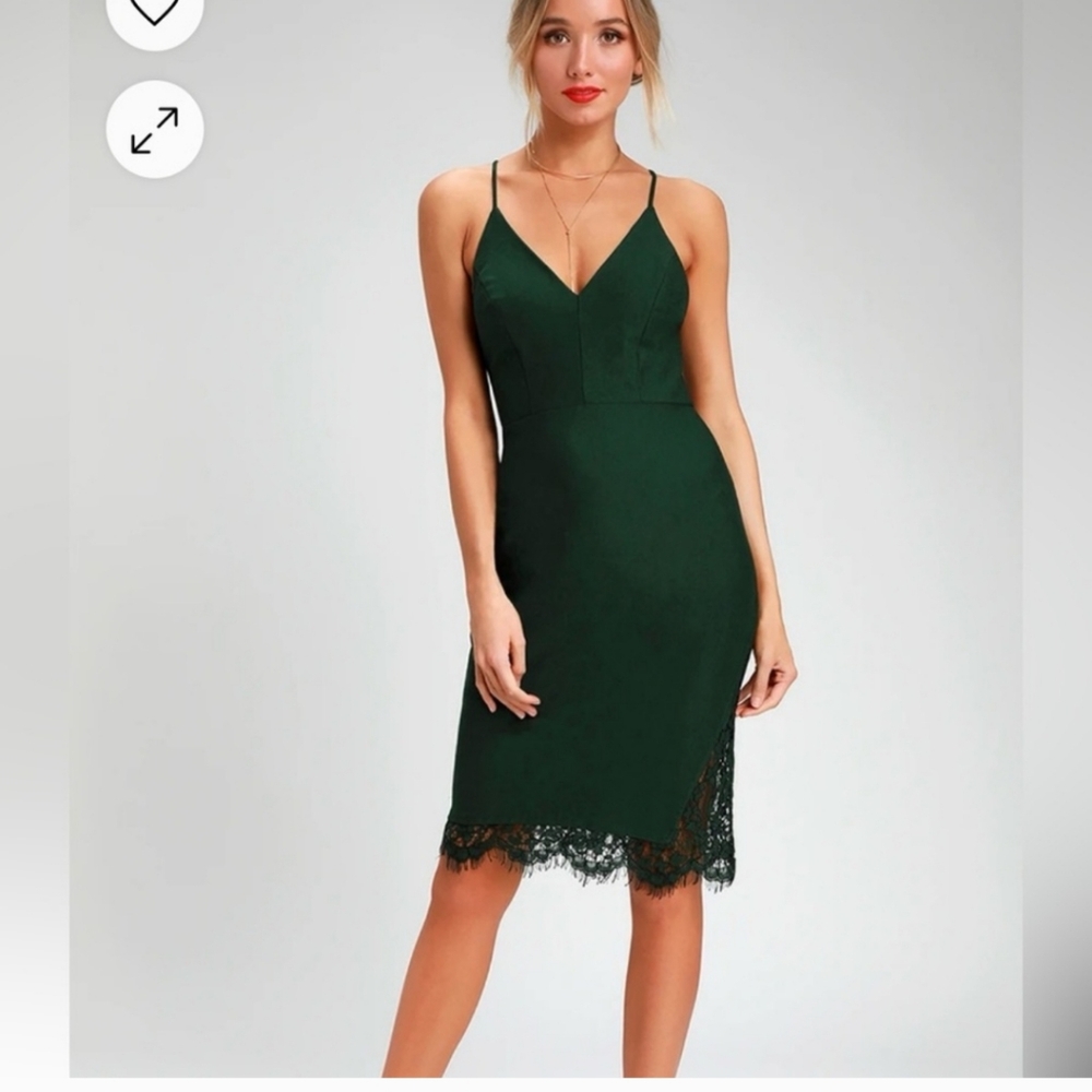 Lulus forest green lace bodycon mini size small